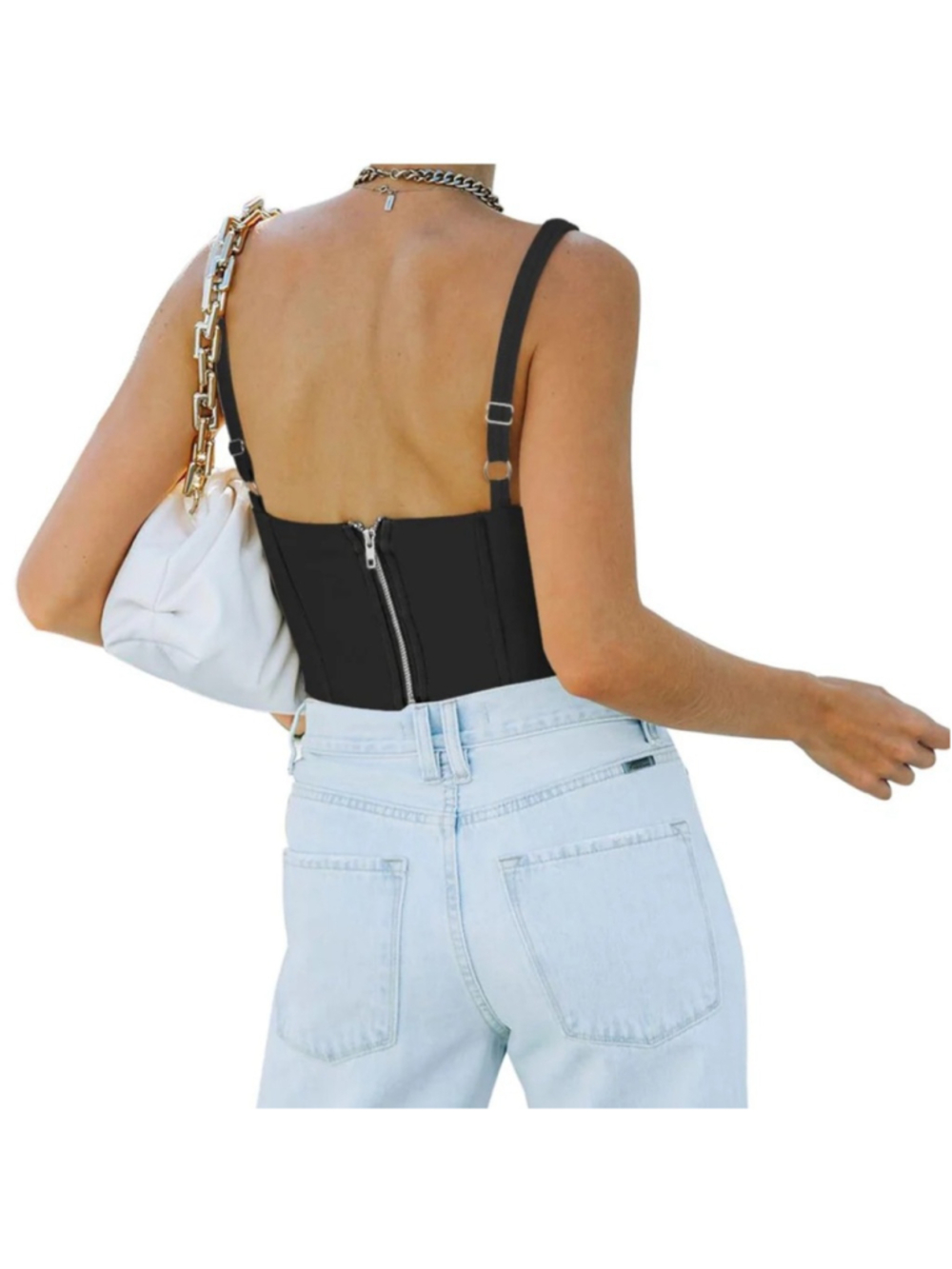 REORIA Black Sleeveless Bustier Adjustable Crop Tank Top Woman’s Size Small - Picture 6 of 6